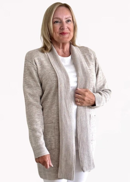 Pure and Natural Stone Edge to Edge Pocket Cardigan